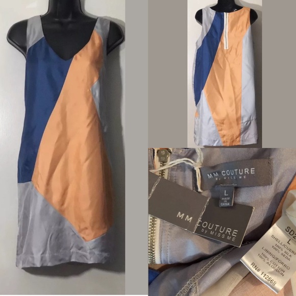 MM Couture Dresses & Skirts - MM Couture L colorblock 100% silk sleeveless dress